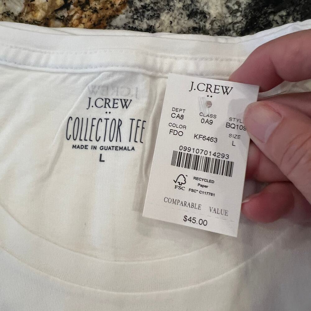 NWT J. Crew Women's White W/Dog with Flag Graphic Tee - Picture 6 of 9